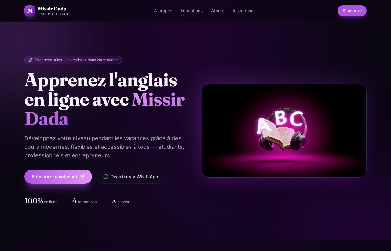 Accueil du site Missir Dada – English Boost