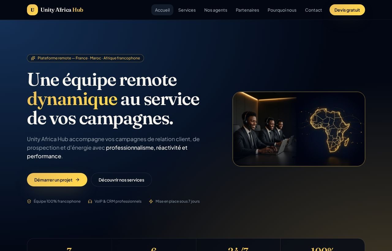 Accueil du site Unity Africa Hub Cloud